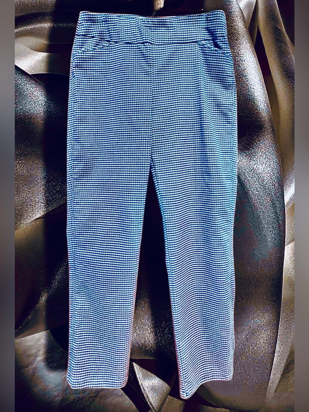Croft & Barrow Blue Gingham Straight Leg Pants size 6 short